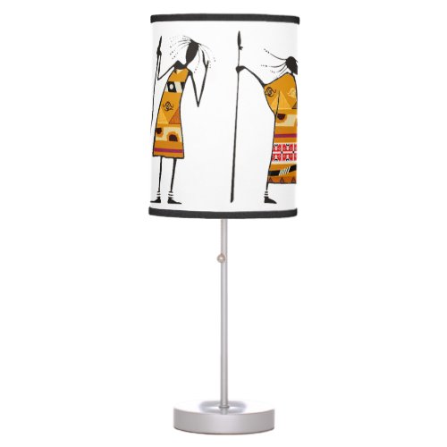 African Tribal Hunters Table Lamp