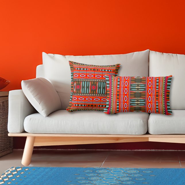 African tribal inspired geometric pattern lumbar pillow (Creator Uploaded)