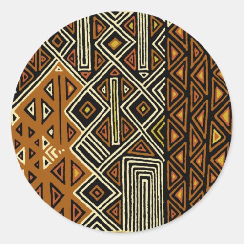 African Tribal Kuba Design Classic Round Sticker