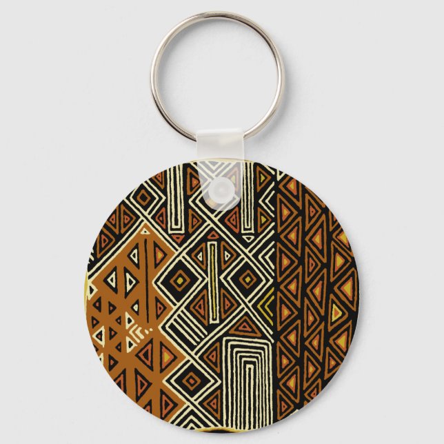 African Tribal Kuba Design Keychain (Front)