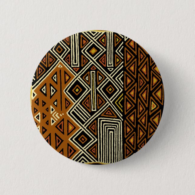 African Tribal Kuba Design Pinback Button (Front)