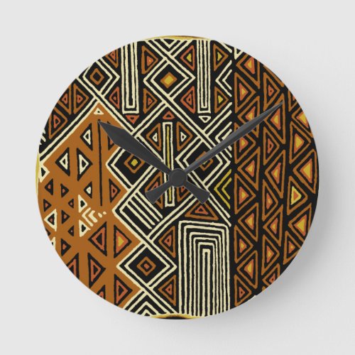 African Tribal Kuba Design Round Clock