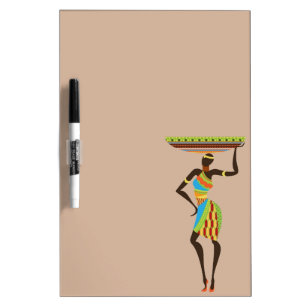 African Tribal Lady with basket tribal art Dry Erase Board