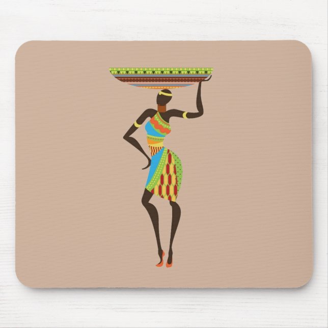 African Tribal Lady with basket tribal art Mouse Pad (Front)