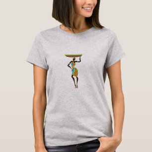 African Tribal Lady with basket tribal art T-Shirt