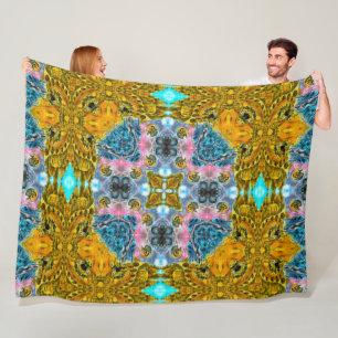 African Tribal Mandala Quilt Fleece Blanket