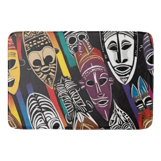 African Tribal Masks Colorful Bath Mat