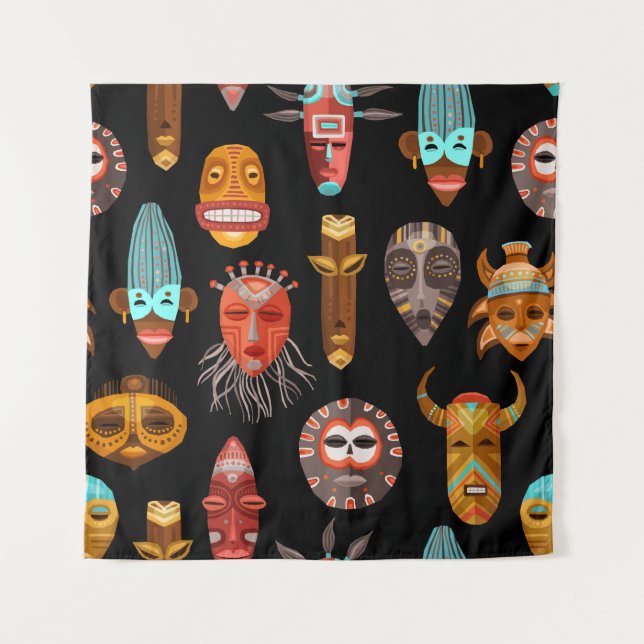 African Tribal Masks Tapestry (Front)