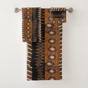 African Tribal Motif • Black & White Bath Towel Set