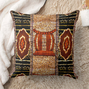 African Tribal Motif Throw Pillow