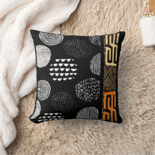 African Tribal Mud Cloth Pattern Throw Pillow