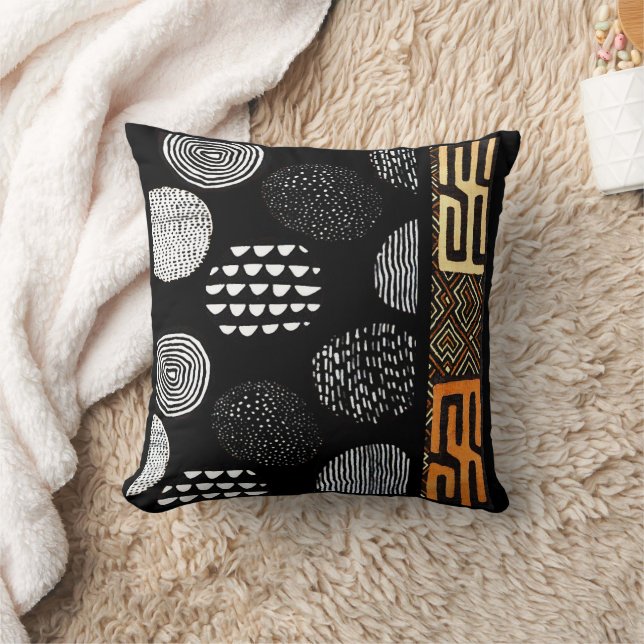 African Tribal Mud Cloth Pattern Throw Pillow (Blanket)