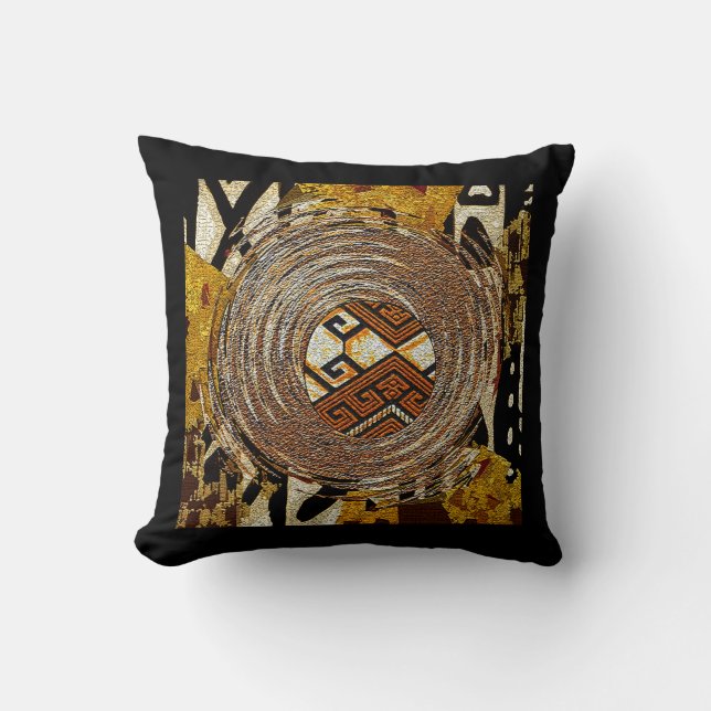 African Tribal Mud Cloth Print Throw Pillow (Front)