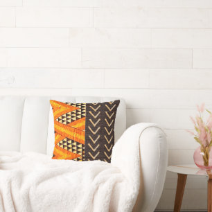 African Tribal Mud Cloth Throw Pillow