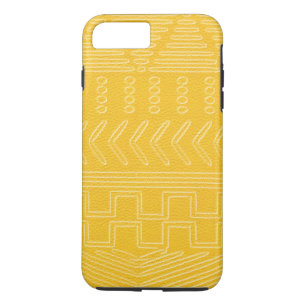 African Tribal Mudcloth Yellow Leather Look iPhone 8 Plus/7 Plus Case