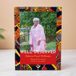 African Tribal Patchwork Black Mom Retirement Gift Photo Block