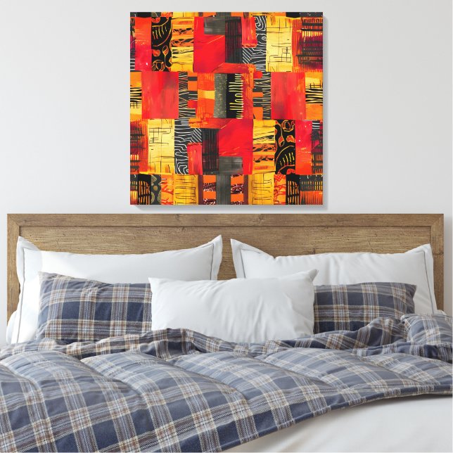 African Tribal Pattern Canvas Art (Insitu(Bedroom))