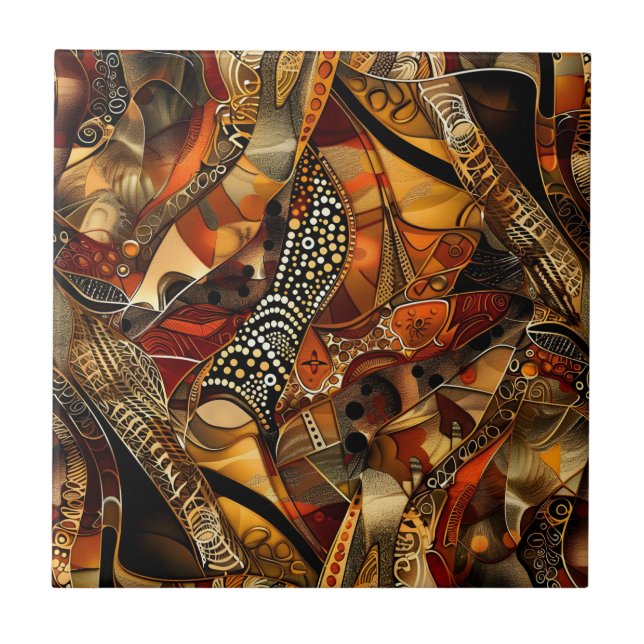 African Tribal Pattern Ceramic Tile (Front)