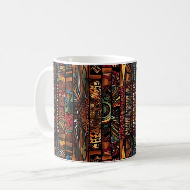 African Tribal Pattern Coffee Mug (Front Left)