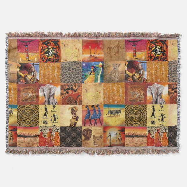 African Tribal pattern home decor throw blanket (Front)