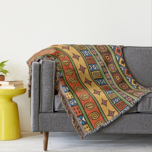 African Tribal pattern home office decor Throw Blanket