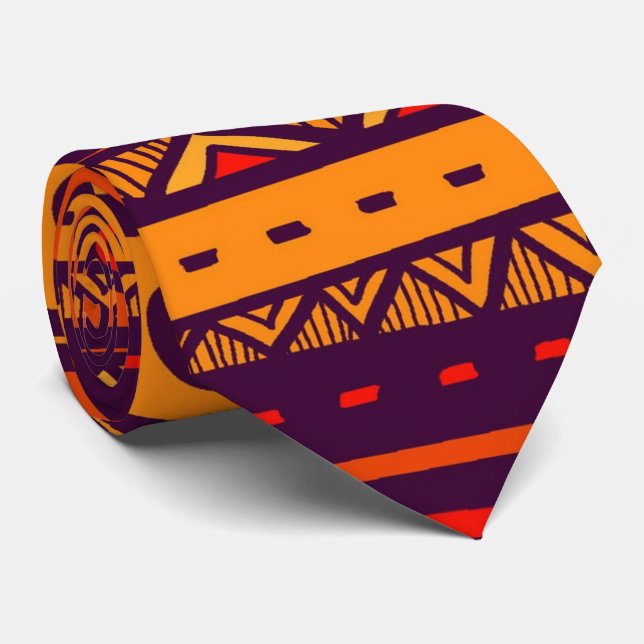 African Tribal pattern mens tie (Rolled)