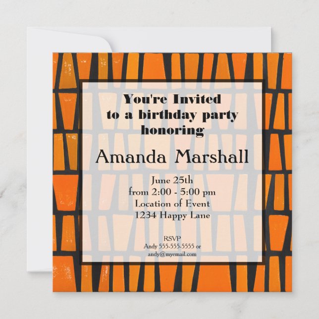 African Tribal Pattern Party Invitation (Front)