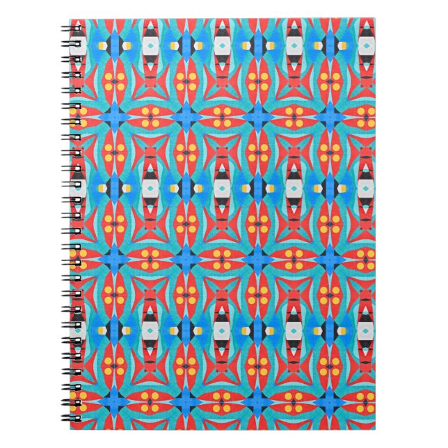 African Tribal Pattern Red and Blue Notebook (Front)