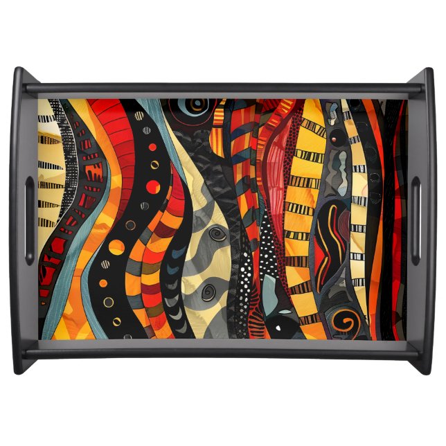 African Tribal Pattern Serving Tray (Front)