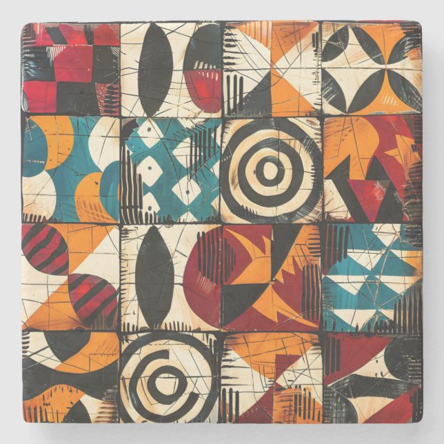 African Tribal Pattern Stone Coaster (Front)