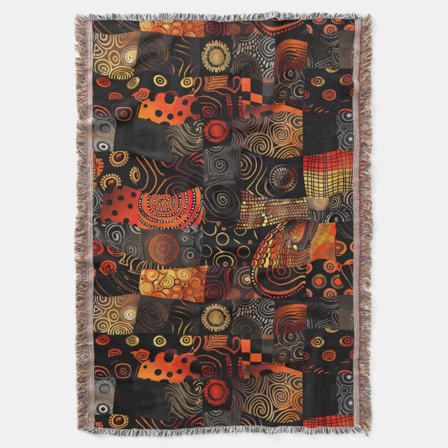 African Tribal Pattern Throw Blanket (Front Vertical)