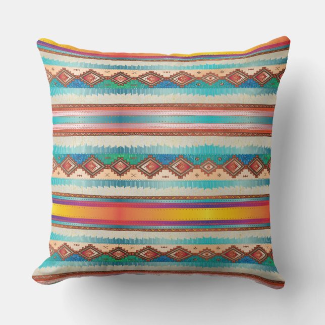 African Tribal Pattern Throw Pillow (Front)