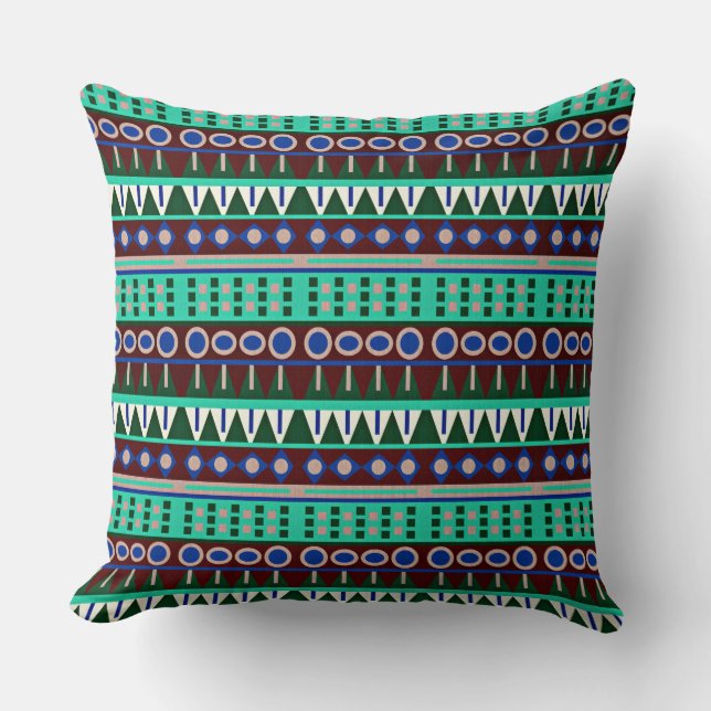 African Tribal Pattern Throw Pillow (Front)