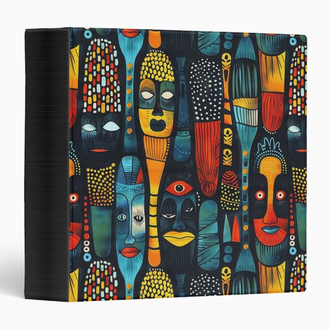 African tribal pattern with idols. 3 ring binder (Front/Spine)