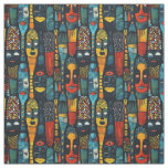 African tribal pattern with idols. fabric