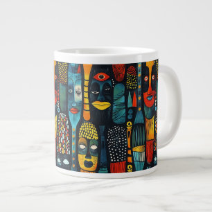 African tribal pattern with idols. giant coffee mug