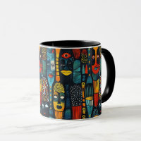 African tribal pattern with idols.