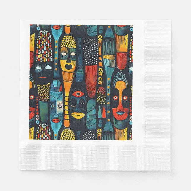 African tribal pattern with idols. napkins (Front)