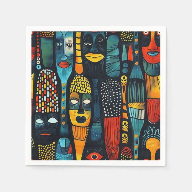 African tribal pattern with idols. napkins (Front)