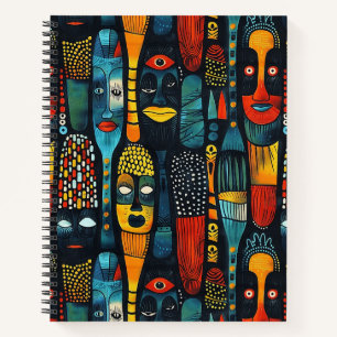 African tribal pattern with idols. notebook