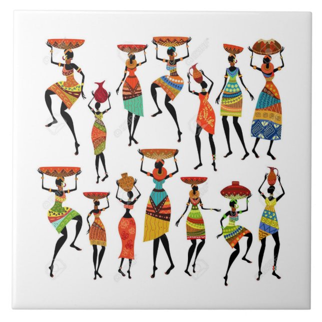 African tribal people ceramic tile (Front)