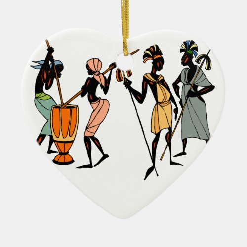 African tribal porcelain heart ornament