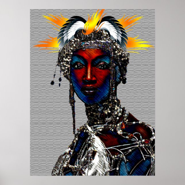 African Tribal Queen Portrait Poster (Front)