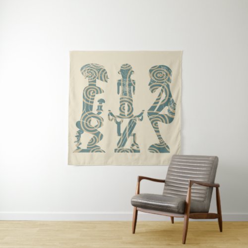 african tribal ritual warriors portrait tapestry
