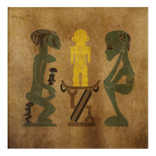 African tribal rock carving ritual scene acrylic print