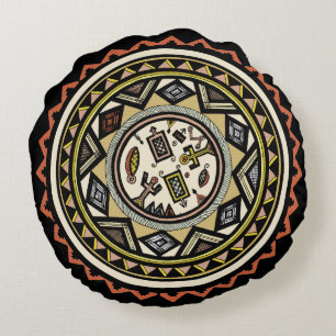 African Tribal Spirits Round Pillow