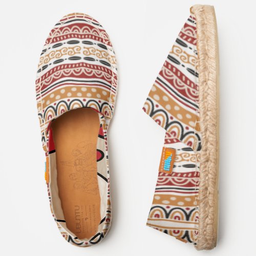 African Tribal Stripe Pattern in Gold and Red Espadrilles