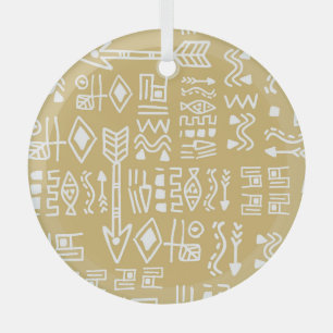 African Tribal Stripes: Bohemian Egyptian Seamless Glass Ornament
