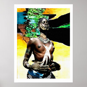 African Tribal Woman In a Tribal Dance Poster