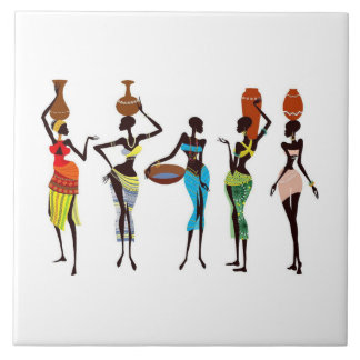African tribal women ceramic tile
